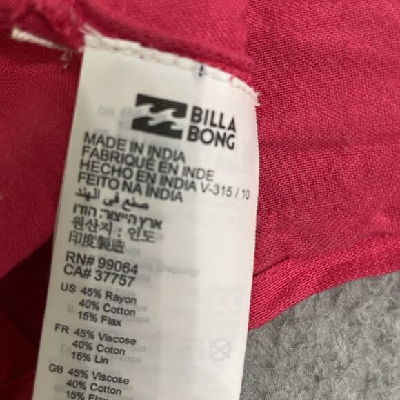 Billabong Island Hopper Top Pink J54UBIS Size Medium Cropped Fit Tie - Picture 7 of 9